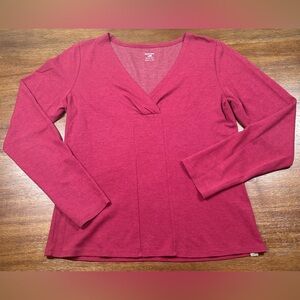 Horny Toad Women’s Size M Red V-Neck Long Sleeve Pullover Short